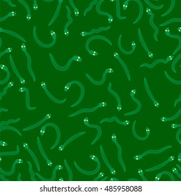 Vector Set of Green Snakes Seamless Pattern on Green. Animal Background