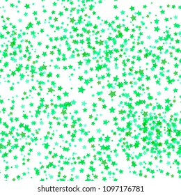 Vector Set of Green Stars on White Background. Seamless Starry Pattern.