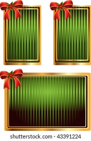vector set of green tags with bow