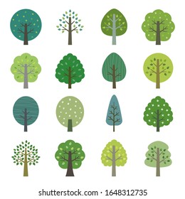 Vector set of green trees