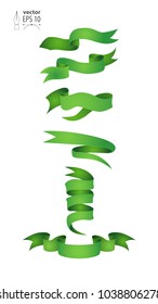 Vector set of green wriggling ribbons
