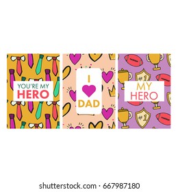 Vector set of greeting card of fathers day