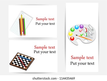 vector set of greeting cards dedicated to school