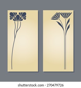 Vector set greeting or invitation card with floral pattern .