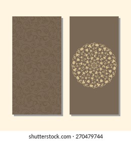Vector set greeting or invitation card with floral pattern .