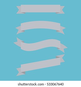 vector set grey ribbon banners illustration for your text