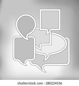 Vector Set of Grey Speech Bubbles on Grey Background