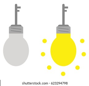 Vector set of grey and yellow light bulb keys.