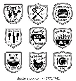 Vector set of grill, barbecue and steak labels.
