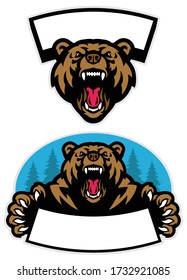 Vector Set Of Grizzly Bear Mascot Design