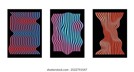 Vector set of groovy backgrounds. Abstract gradient poster background