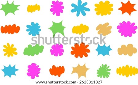 Vector Set of Groovy Funky Shapes for Design, Badges, Poster, Banners, Packing, Prints, Labels, Stickers. Geometric Doodle Abstract Figures in Pop Art Style - graphic elements