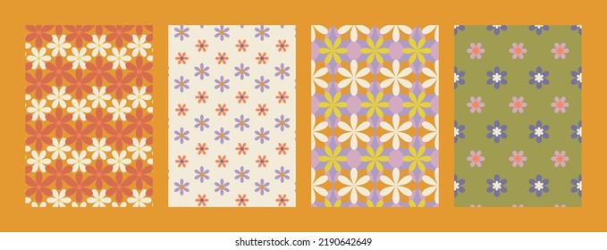 Conjunto de vectores de los fondos de Groovy hippie 70. Tablero de ajedrez, tablero de ajedrez, malla, patrones de ondas. Textura vectorial retorcida y distorsionada al estilo psicodélico retro. Estética del año 2000.
