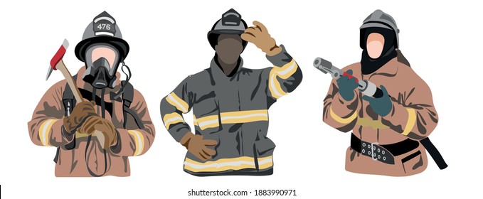 vector set of group of firefighters for your design