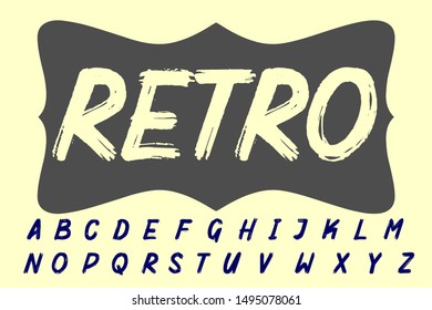 Vector set of grunge alphabet letters named Retro