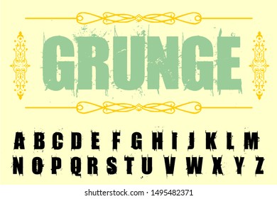 Vector set of grunge alphabet letters named Grunge