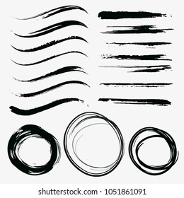 Vector set of grunge artistic brush strokes, waves and design elements. 