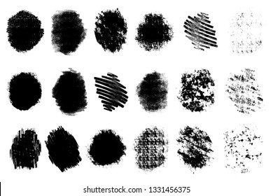 Vector set of grunge artistic brush strokes, design elements. Empty black backgrounds, frames for text or quote.