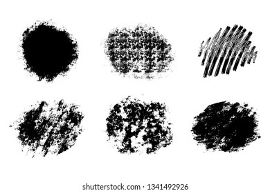 Vector set of grunge artistic brush strokes, design elements. Empty black backgrounds, frames for text or quote.