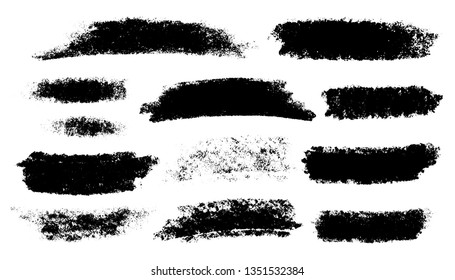 Vector set of grunge artistic brush strokes, design elements. Empty black backgrounds, frames for text or quote.
