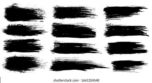 Vector set of grunge artistic brush strokes