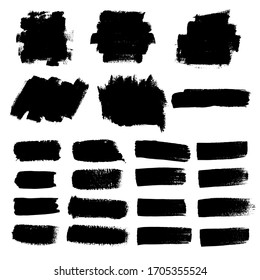 Vector set of grunge artistic brush stroke.