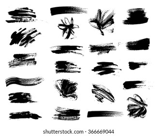 Vector set of grunge  artistic brush strokes. Creative design elements.