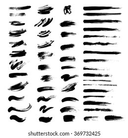 Vector set of grunge artistic brush strokes, brushes. Creative design elements.