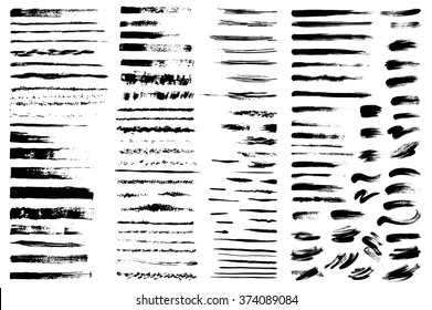 Vector set of grunge artistic brush strokes, brushes. Creative design elements.