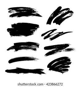 Vector set of grunge artistic brush strokes. Creative design elements. Hand drawn black  objects, shapes. - Shutterstock ID 423866272