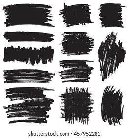 Vector set of grunge artistic brush strokes.
