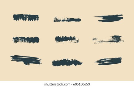 Vector set of grunge artistic brush strokes. Creative design elements.