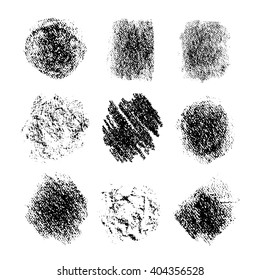 Vector set of grunge artistic chalk shapes, design elements, brushes. 