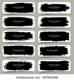 Vector set of grunge banners. Grunge backgrounds. Abstract grunge template.