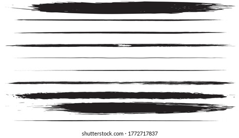 Vector set of grunge black paint, ink brush strokes. brush strokes collection. Dirty grunge artistic design elements, backgrounds, textures, brushes