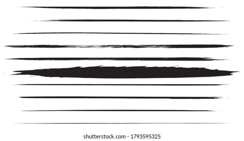 Vector set of grunge black paint, ink brush strokes. brush strokes collection. Dirty grunge artistic design elements, backgrounds, textures, brushes