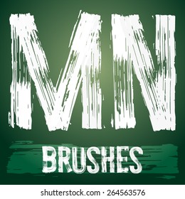 Conjunto vectorial de tipos de letra de brocha gruesa disponibles para temas militares, de construcción y de transporte. Letras M N