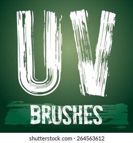 Vector set of grunge brush font available for military, construction and transportation themes. Letters U V
