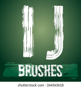 Vector set of grunge brush font available for military, construction and transportation themes. Letters I J