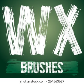 Vector set of grunge brush font available for military, construction and transportation themes. Letters W X