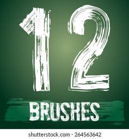 Vector set of grunge brush font available for military, construction and transportation themes. Numbers 1 2