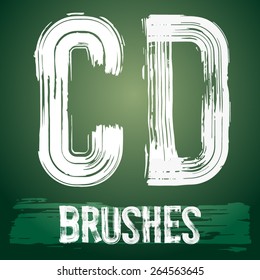 Vector set of grunge brush font available for military, construction and transportation themes. Letters C D