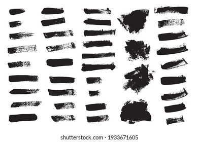 Vector set grunge brush stroke on white background. Black paint brush.