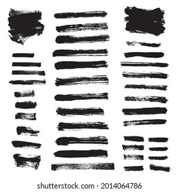Vector set grunge brush stroke. Black paint brush.