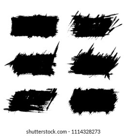 Vector set of grunge brush strokes. Black vector brush strokes collection. Black paint spots vector set