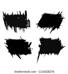 Vector set of grunge brush strokes. Black vector brush strokes collection. Black paint spots vector set