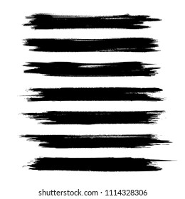 Vector set of grunge brush strokes. Black vector brush strokes collection. Black paint spots vector set