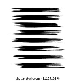 Vector set of grunge brush strokes. Black vector brush strokes collection. Black paint spots vector set