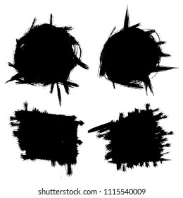 Vector set of grunge brush strokes. Black vector brush strokes collection. Black paint spots vector set