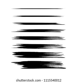 Vektorsatz von farbigen Pinselstrichen. Schwarze Vektorpinselstriche-Sammlung. Schwarze Farbflecken, Vektorsatz